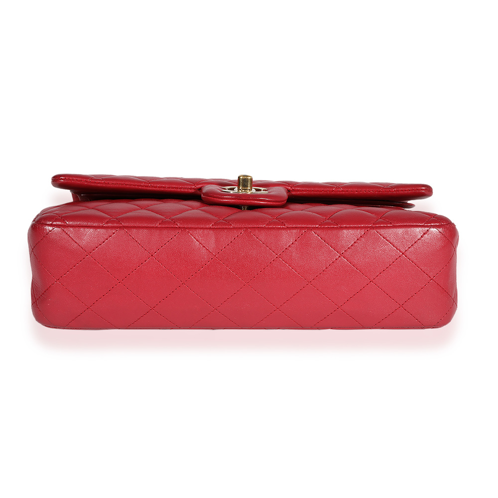 Chanel Red Quilted Lambskin Medium Classic Double Flap Bag - Picture 5 of 6